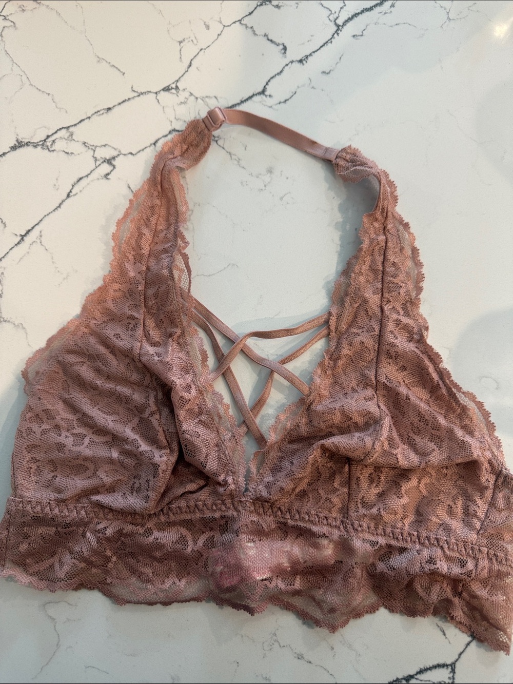 Victoria's Secret PINK Rose Mauve Lace Crisscross Bralette